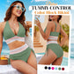 🔥Free trial fitting💃High Waisted Tummy Control Color Block Bikini Set