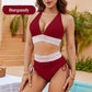 🔥Free trial fitting💃High Waisted Tummy Control Color Block Bikini Set