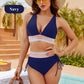 🔥Free trial fitting💃High Waisted Tummy Control Color Block Bikini Set
