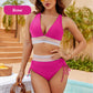 🔥Free trial fitting💃High Waisted Tummy Control Color Block Bikini Set