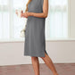 Women Round Neck Loose Split Wrinkle-Free Midi Dress with Pockets | Split Hem Airflow Design