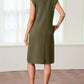 Women Round Neck Loose Split Wrinkle-Free Midi Dress with Pockets | Split Hem Airflow Design