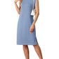 Women Round Neck Loose Split Wrinkle-Free Midi Dress with Pockets | Split Hem Airflow Design