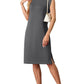 Women Round Neck Loose Split Wrinkle-Free Midi Dress with Pockets | Split Hem Airflow Design