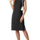 Women Round Neck Loose Split Wrinkle-Free Midi Dress with Pockets | Split Hem Airflow Design