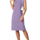 Women Round Neck Loose Split Wrinkle-Free Midi Dress with Pockets | Split Hem Airflow Design