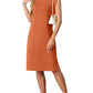 Women Round Neck Loose Split Wrinkle-Free Midi Dress with Pockets | Split Hem Airflow Design
