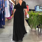 Solid Color V-Neck Waist Cinching Split Dress