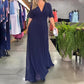 Solid Color V-Neck Waist Cinching Split Dress