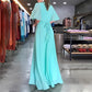 Solid Color V-Neck Waist Cinching Split Dress