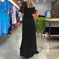 Solid Color V-Neck Waist Cinching Split Dress