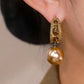 Women's Elegant Zirconia Earrings with Faux Pearl Drop