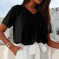 🎀Women's Casual Pleated V-Neck Short-Sleeve Top🥐 | Effortless Tuck Design | Wrinkle-Free Office Wear