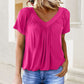 🎀Women's Casual Pleated V-Neck Short-Sleeve Top🥐 | Effortless Tuck Design | Wrinkle-Free Office Wear